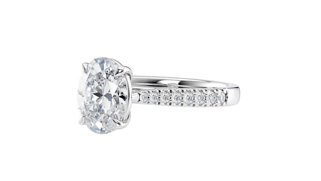 Oval Solitaire Tapered Diamond Band Engagement Ring