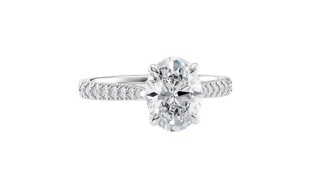 Oval Solitaire Tapered Diamond Band Engagement Ring