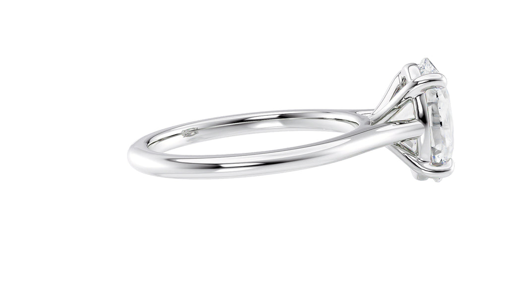 Oval Solitaire Very Thin Band Diamond Engagement Ring