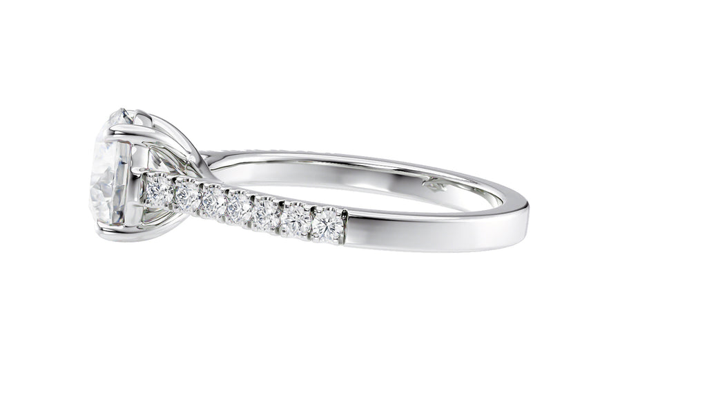 Round Solitaire Classic Diamond Band Engagement Ring