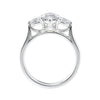 Lab grown marquise cut trilogy diamond engagement ring 18ct white gold side view.