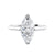 Lab grown diamond marquise cut solitaire engagement ring with diamond bridge white gold front view.