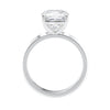 Natural cushion cut diamond solitaire engagement ring white gold side view.