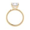 Asscher cut natural solitaire diamond engagement ring gold side view.
