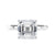 Asscher cut natural solitaire diamond engagement ring white gold front view.