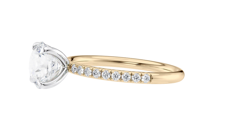 Round Solitaire Slim Diamond Band Engagement Ring