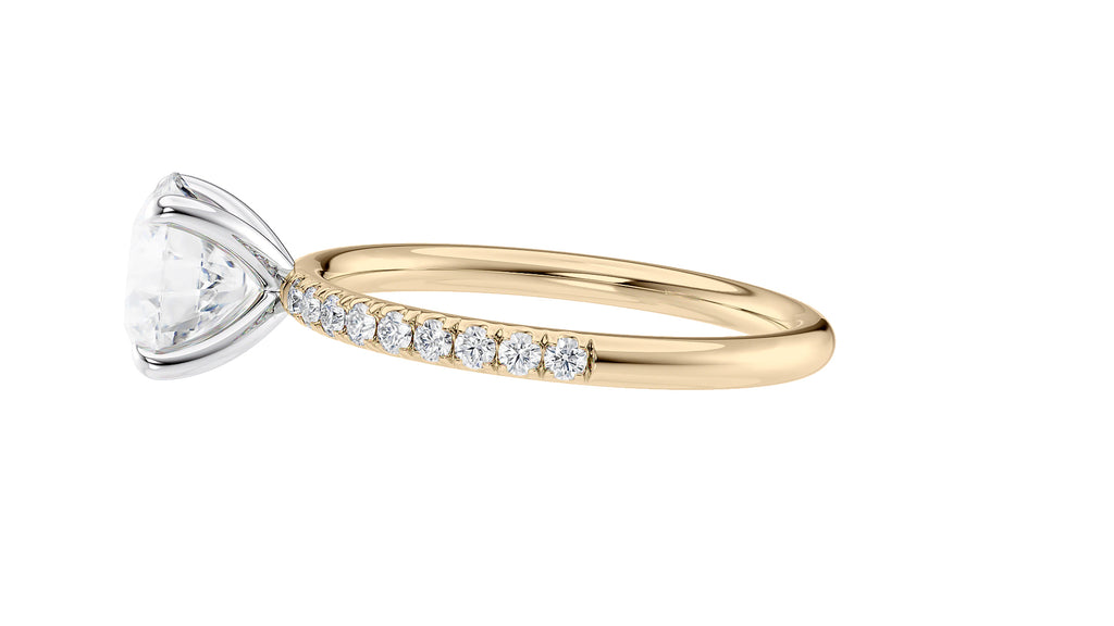 Round Solitaire Slim Diamond Band Engagement Ring