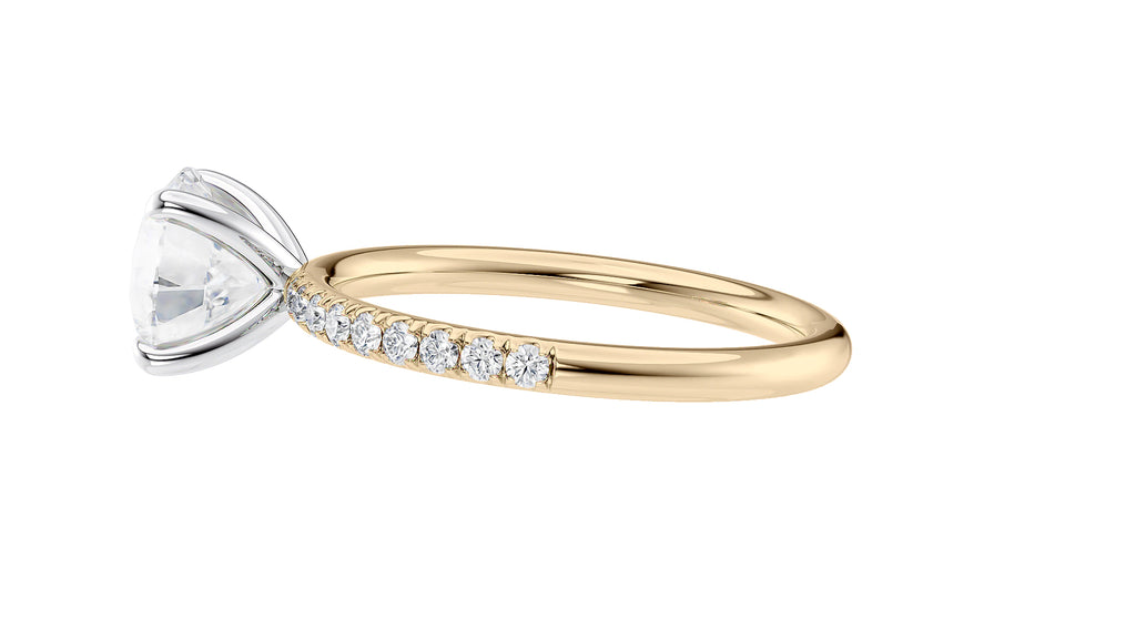 Round Solitaire Slim Diamond Band Engagement Ring