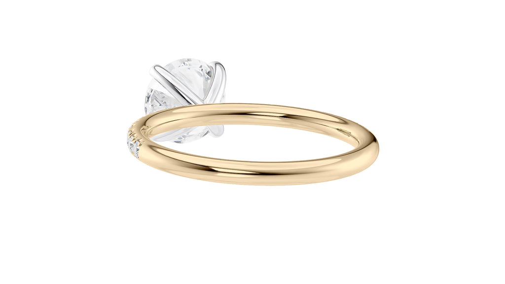 Round Solitaire Slim Diamond Band Engagement Ring