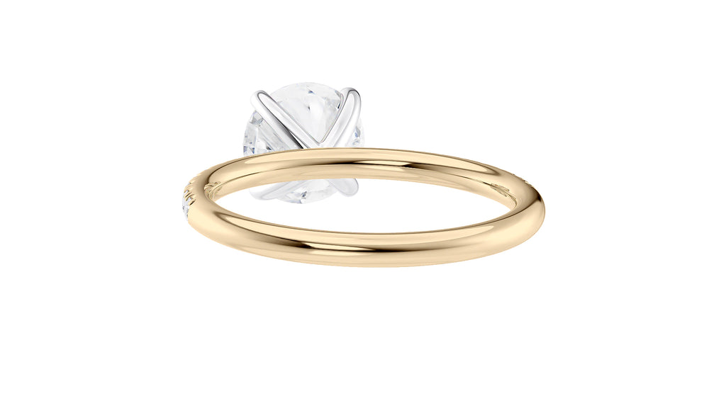 Round Solitaire Slim Diamond Band Engagement Ring