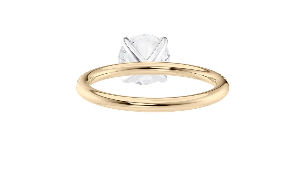 Round Solitaire Slim Diamond Band Engagement Ring