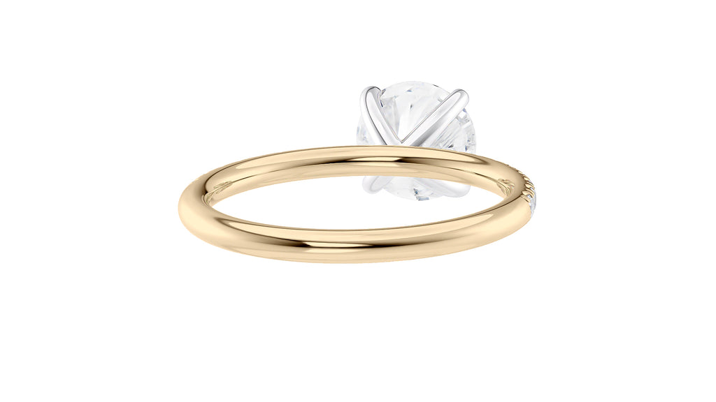 Round Solitaire Slim Diamond Band Engagement Ring