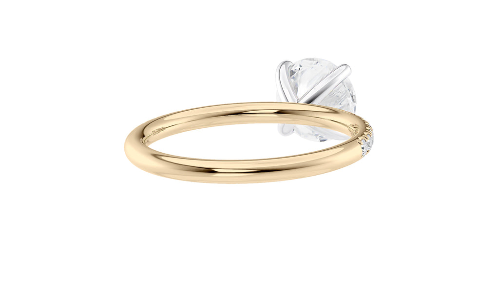 Round Solitaire Slim Diamond Band Engagement Ring