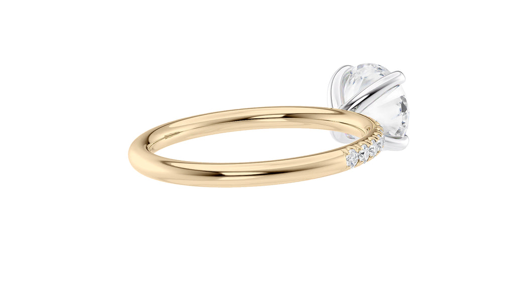 Round Solitaire Slim Diamond Band Engagement Ring