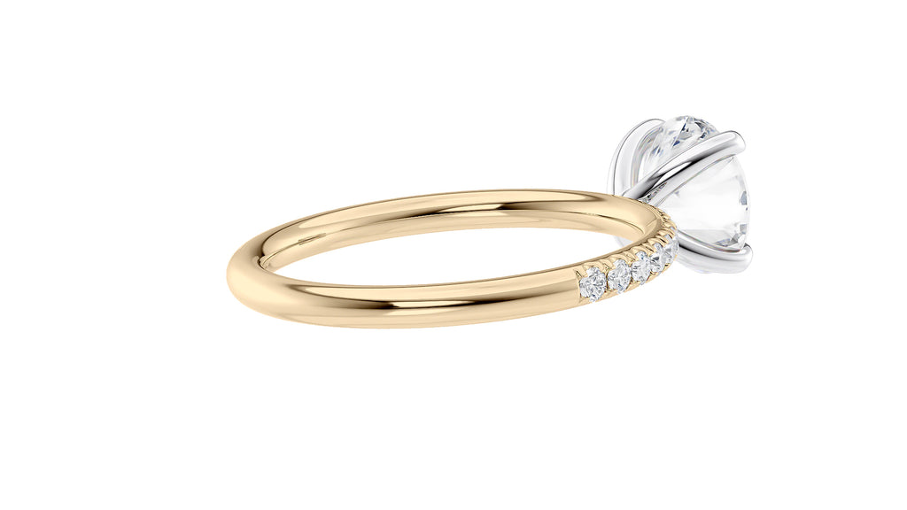 Round Solitaire Slim Diamond Band Engagement Ring