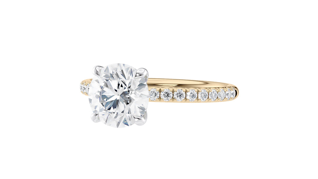 Round Solitaire Slim Diamond Band Engagement Ring