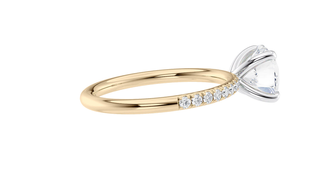 Round Solitaire Slim Diamond Band Engagement Ring