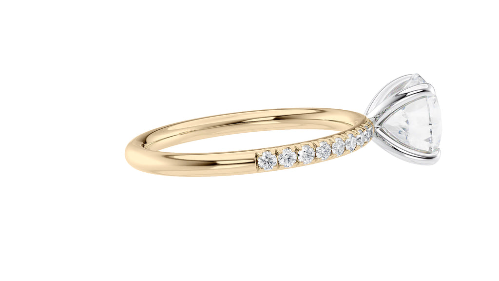 Round Solitaire Slim Diamond Band Engagement Ring