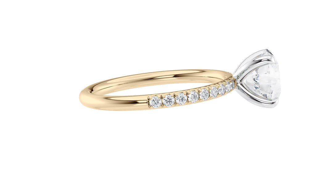 Round Solitaire Slim Diamond Band Engagement Ring