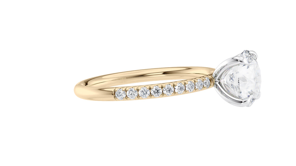 Round Solitaire Slim Diamond Band Engagement Ring
