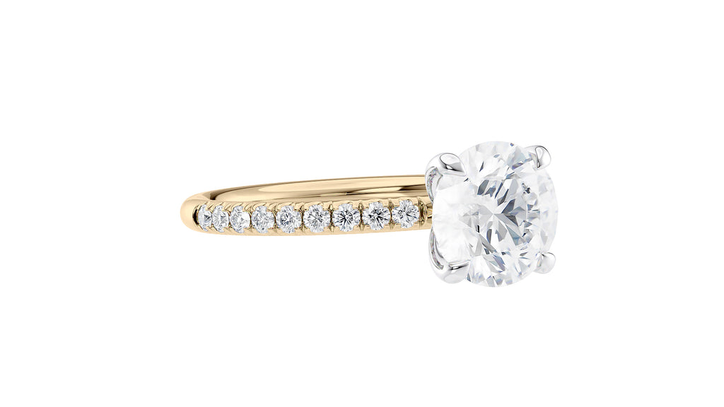 Round Solitaire Slim Diamond Band Engagement Ring