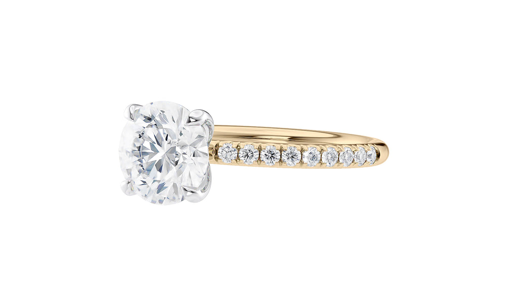 Round Solitaire Slim Diamond Band Engagement Ring