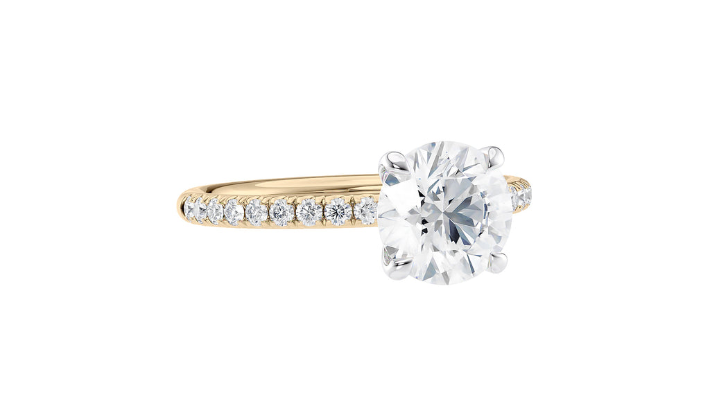 Round Solitaire Slim Diamond Band Engagement Ring
