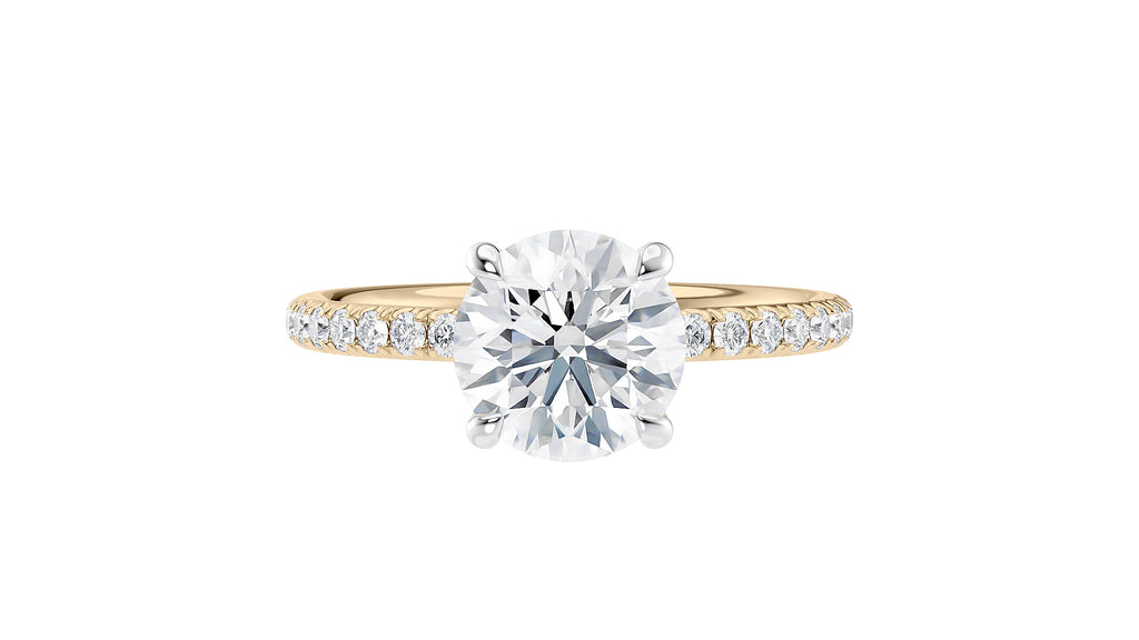 Round Solitaire Slim Diamond Band Engagement Ring