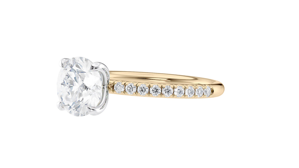 Round Solitaire Slim Diamond Band Engagement Ring