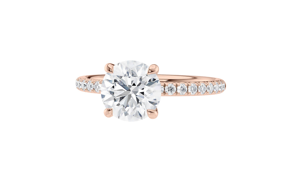 Round Solitaire Slim Diamond Band Engagement Ring