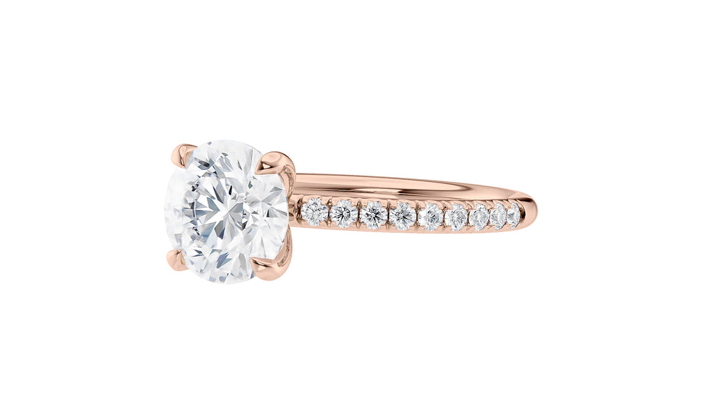 Round Solitaire Slim Diamond Band Engagement Ring
