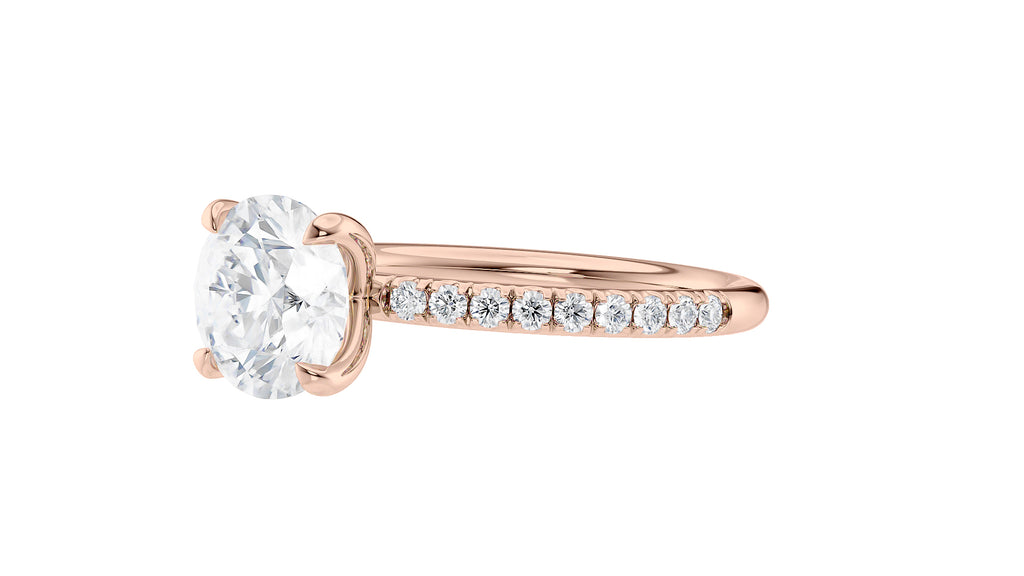 Round Solitaire Slim Diamond Band Engagement Ring