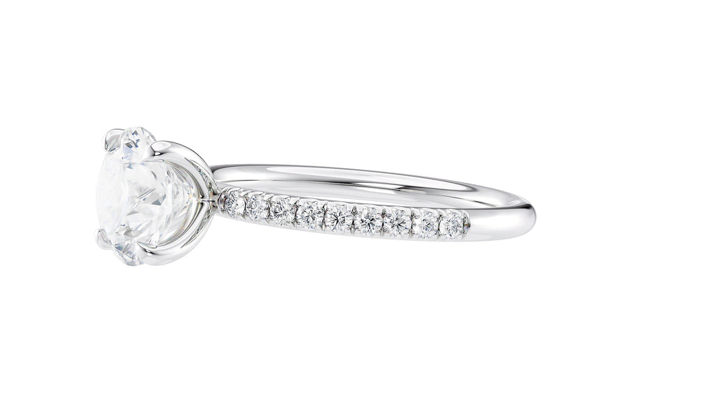 Round Solitaire Slim Diamond Band Engagement Ring