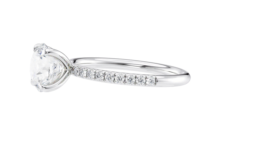 Round Solitaire Slim Diamond Band Engagement Ring