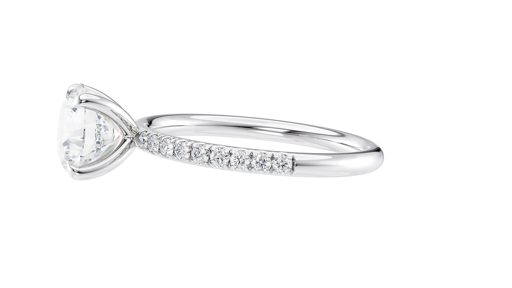 Round Solitaire Slim Diamond Band Engagement Ring
