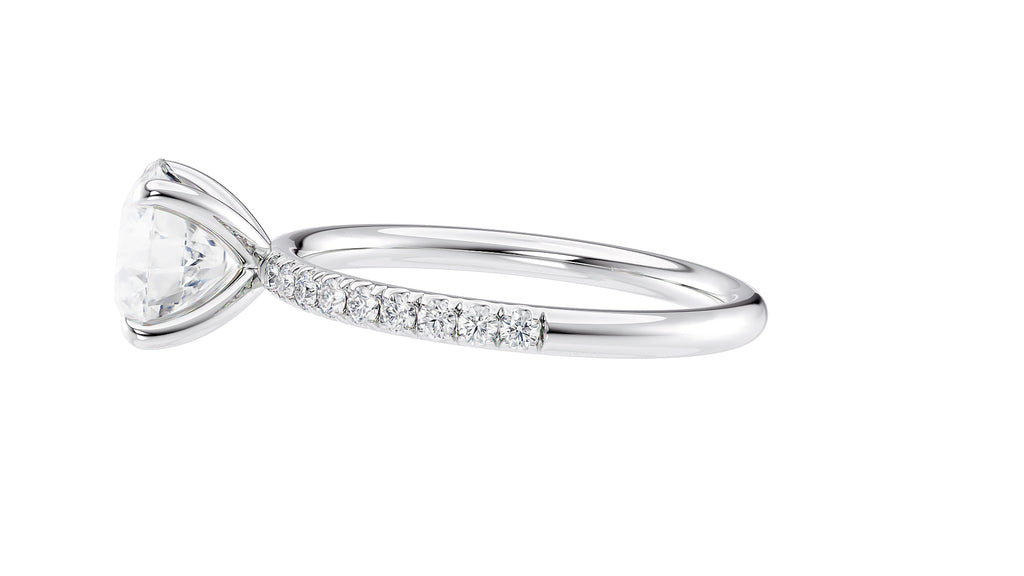 Round Solitaire Slim Diamond Band Engagement Ring