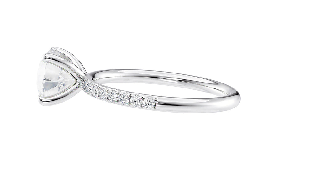 Round Solitaire Slim Diamond Band Engagement Ring