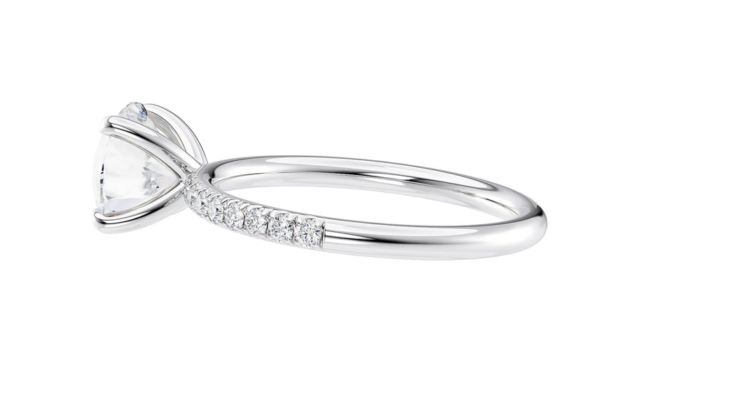 Round Solitaire Slim Diamond Band Engagement Ring
