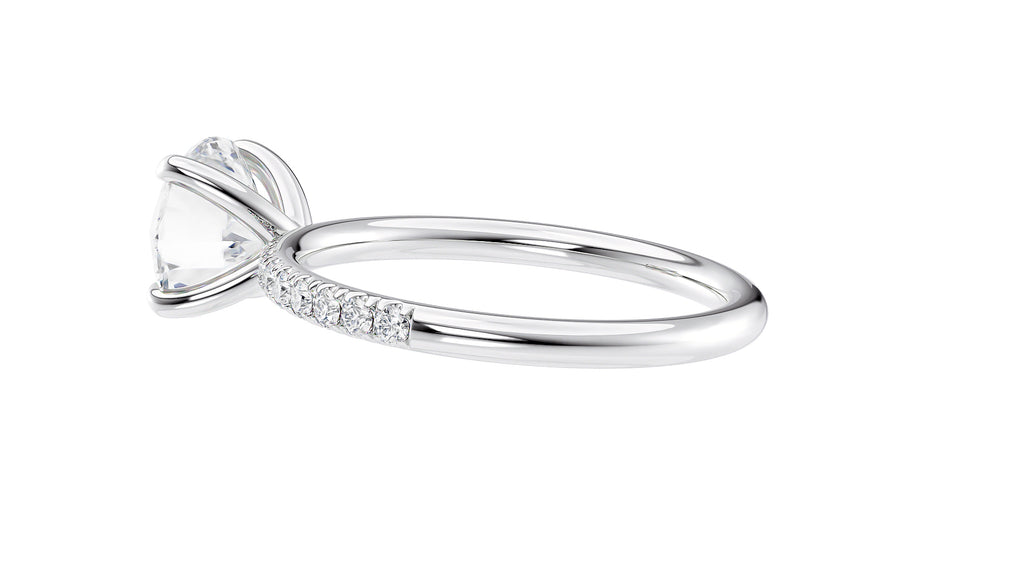 Round Solitaire Slim Diamond Band Engagement Ring