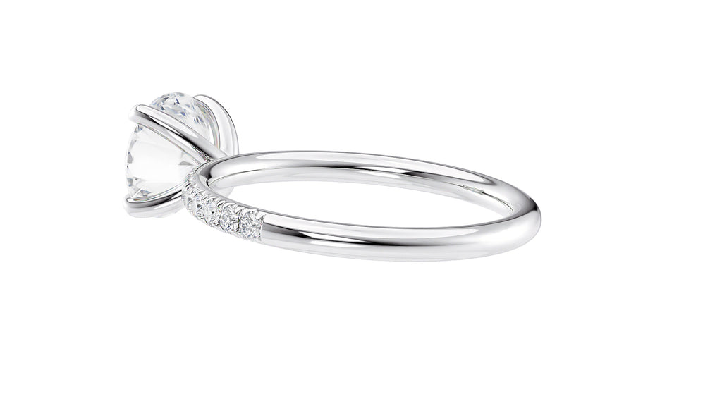 Round Solitaire Slim Diamond Band Engagement Ring