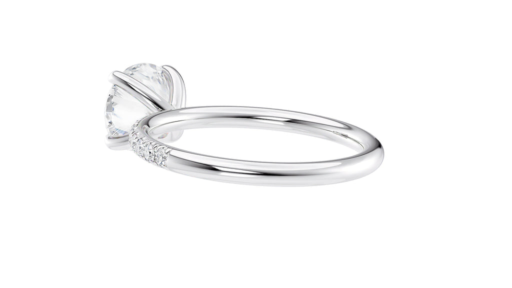 Round Solitaire Slim Diamond Band Engagement Ring