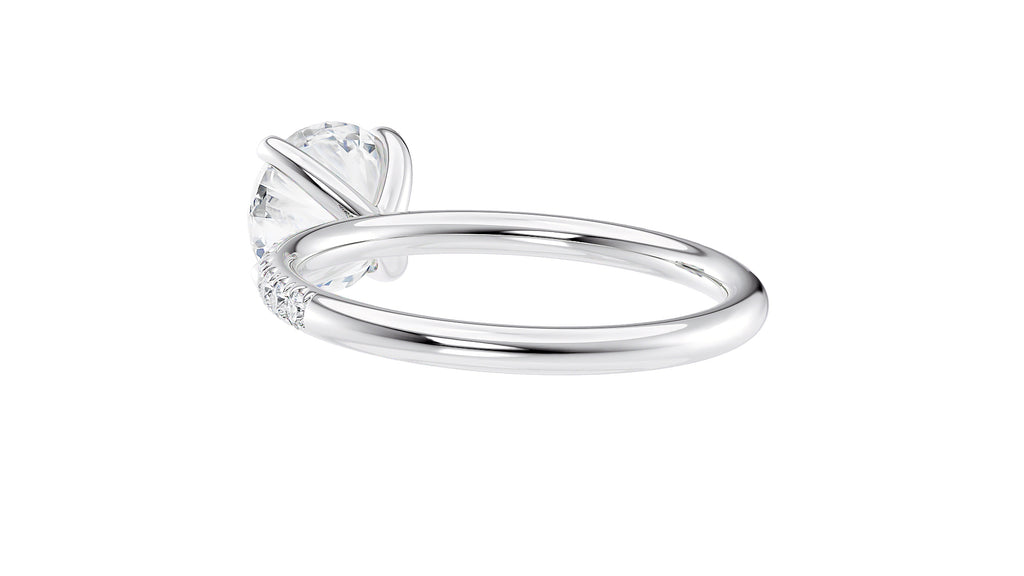 Round Solitaire Slim Diamond Band Engagement Ring