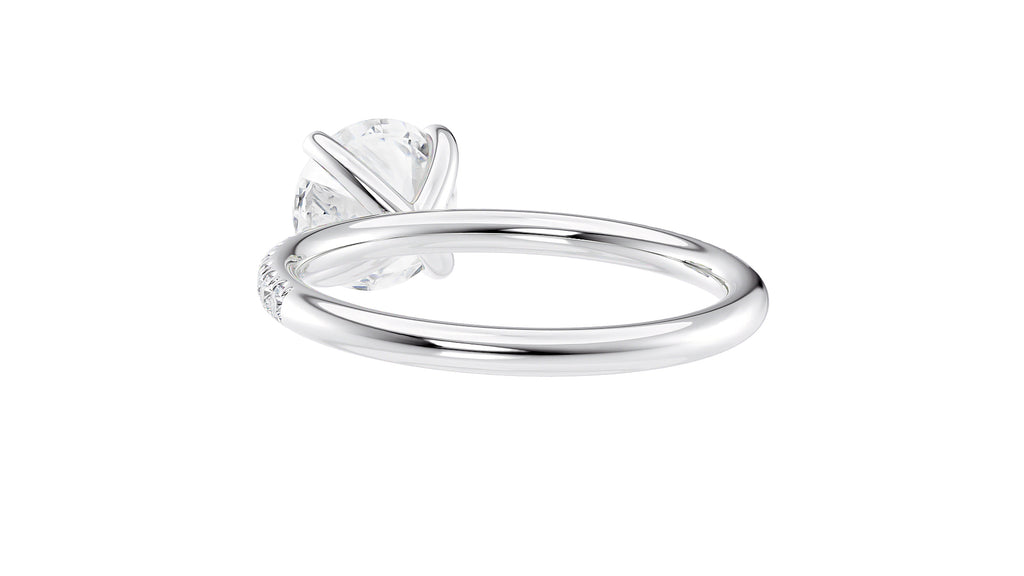 Round Solitaire Slim Diamond Band Engagement Ring