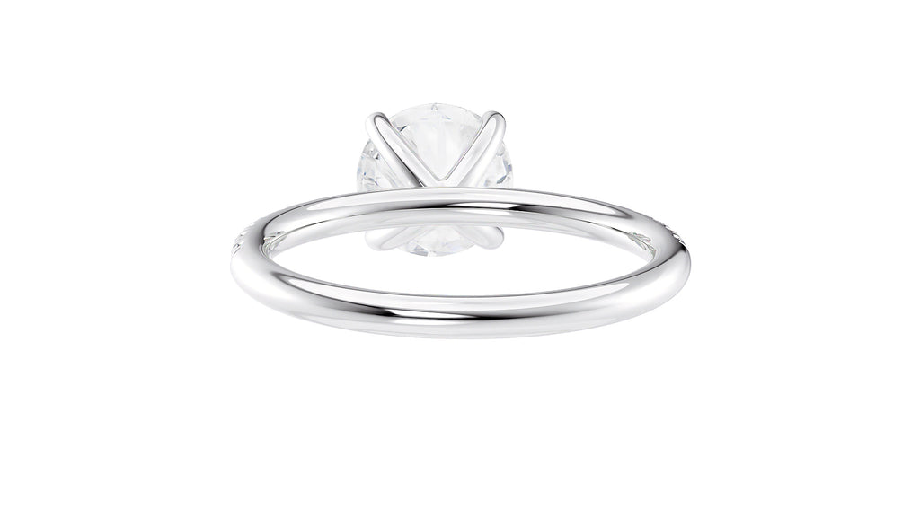Round Solitaire Slim Diamond Band Engagement Ring