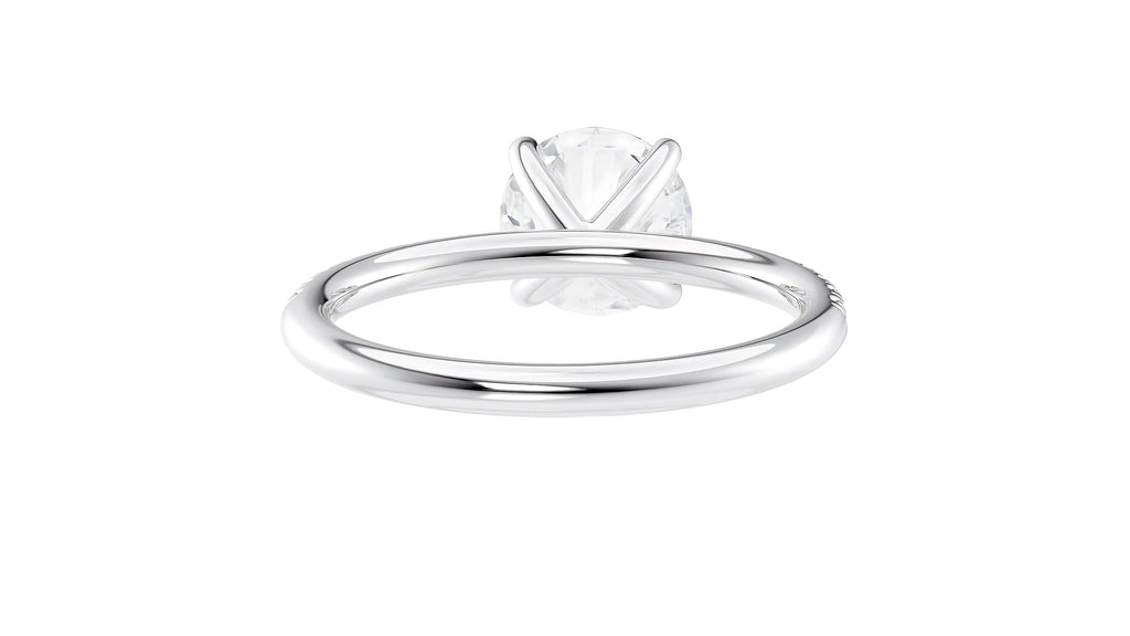 Round Solitaire Slim Diamond Band Engagement Ring