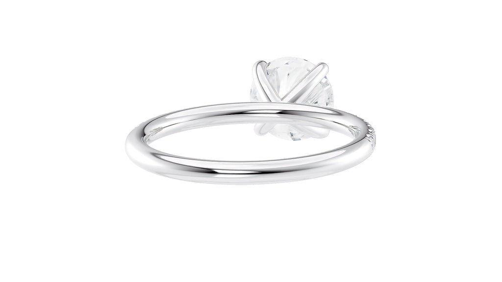 Round Solitaire Slim Diamond Band Engagement Ring