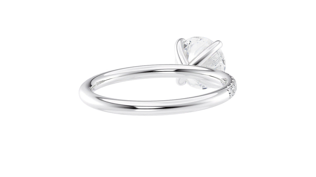 Round Solitaire Slim Diamond Band Engagement Ring