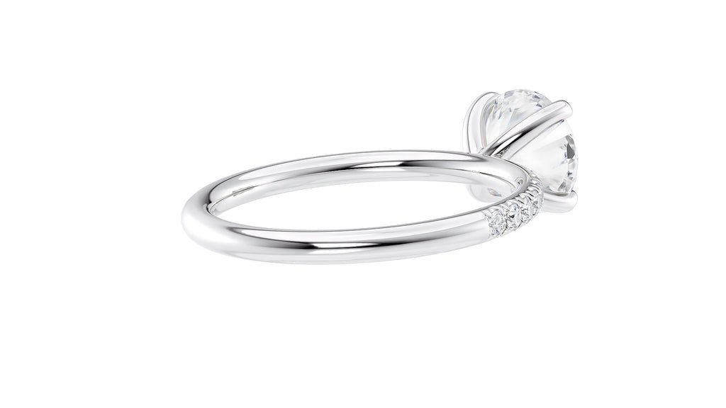 Round Solitaire Slim Diamond Band Engagement Ring