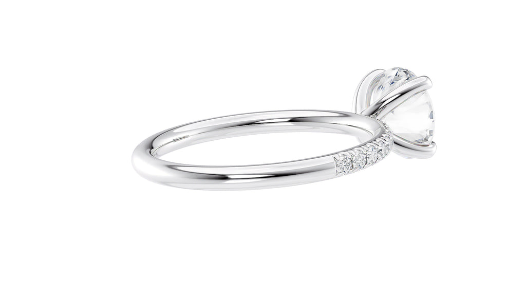 Round Solitaire Slim Diamond Band Engagement Ring
