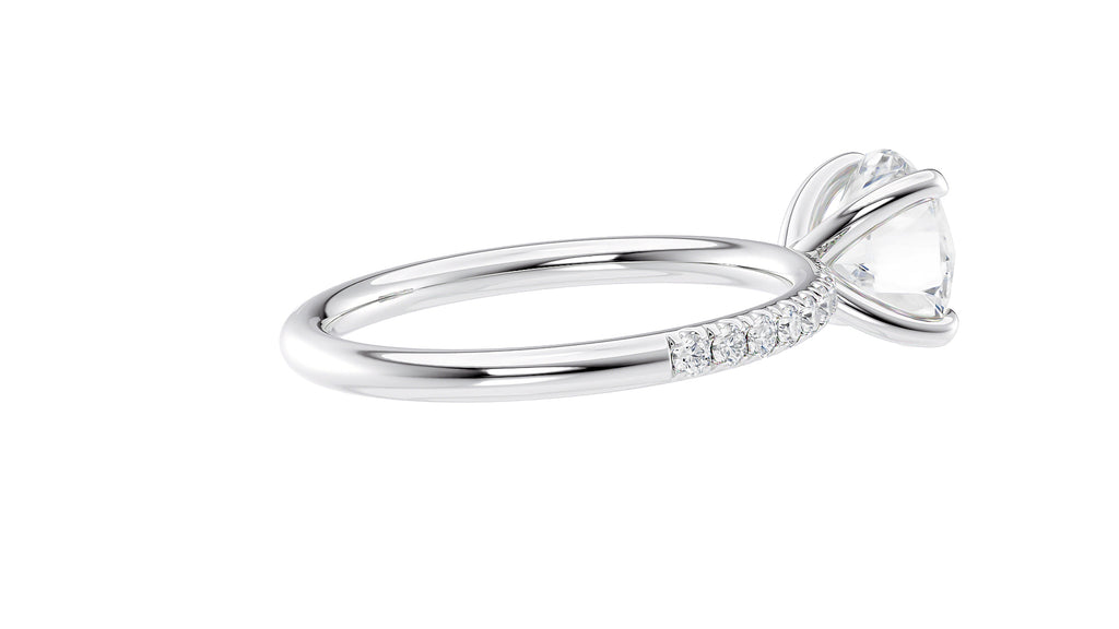 Round Solitaire Slim Diamond Band Engagement Ring